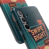 Retro Swipe Right Tough Phone Case - Samsung Galaxy S21 S22 S23 S24 Models - Ideal for Dating Enthusiasts