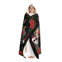 Cozy Hooded Sherpa Fleece Blanket | Biker Motorcycle | Day of the Dead - Sugar Skull Rider