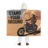 Cozy Hooded Sherpa Fleece Blanket | Biker Motorcycle | Stand Your Ground - Sand Storm Rider