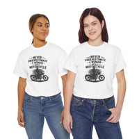 Motorcycle T-Shirt - Never Underestimate a Woman with a Motorcycle - Biker Chick Style - Unisex Tee