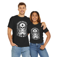 Motorcycle T-Shirt - Unbreakable Iron Will Battle Forged - Skull - Color Choice - Unisex Tee