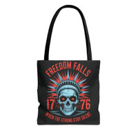 Biker Chick Tote Bag - Freedom Falls When the Strong Stay Silent 1776 - Lady Liberty Skull - Color Choice