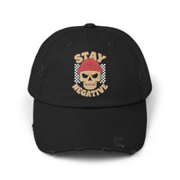 Stay Negative Unisex Distressed Cap - Trendy Skull Hat for Casual Wear