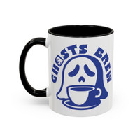 Accent Coffee Mug - Choice of 11 oz Or 15 oz - White Mug with Black Handle and Inside - Ghosts Brew Cup