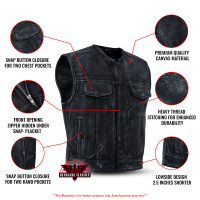 Canvas Motorcycle Vest - Men's - Black - Up To 6XL - Dune Rider - DUNE-RIDER-RC