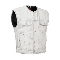 Canvas Motorcycle Vest - Men's - Weathered White - Up To 6XL - Blaze Scorcher - RAVAGE-RC