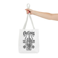 Tote Bag - Outlaws Skeleton Middle Finger - 'Fuck Around and Find Out' - Black on White - Choice of Sizes