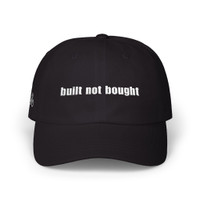 Dad Cap — 'built not bought' - Embroidered Baseball Hat - Motorcycle on Side - Color Choice