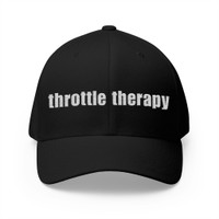 throttle therapy Embroidered Cap - Motorcycle Trucker Hat with Back Bike Icon