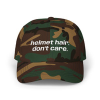 Mom or Dad Cap - 'helmet hair. don't care.' - Embroidered Baseball Hat - Biker - Color Choice.