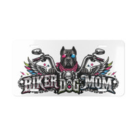 Vanity Plate - "Biker Dog Mom" Chrome Motorcycle - Cane Corso - License Plate