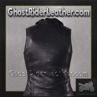 Classic Style Women's Leather Vest with Zipper Front Closure - SKU LV444-DL