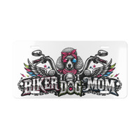 Vanity Plate - "Biker Dog Mom" Chrome Motorcycle - Poodle - License Plate