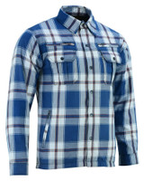 Flannel Motorcycle Shirt - Men's - Armored - Alpha Check - Gun Pockets - Up To Size 5XL - Blue White Maroon Plaid - RC4673-RC