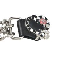 Set of Four - Black Heart Red Rose - Vest Extenders -Chrome Chain - AC1125-BLK-DL