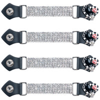 Set of Four - Black Heart Red Rose - Bling Bling Vest Extenders -Chrome Chain - AC1125-BBG-BLK-DL