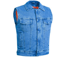 Blue Denim Motorcycle Vest - Men's - Up To 6XL - Thunder Jack - RM979BU-RC