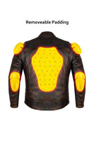 Leather Motorcycle Racer Jacket - Men's - Cool Diamond Pattern - Brown - T-MJ821-24N-DL