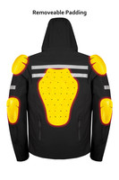 Leather with Mesh Motorcycle Jacket - Men's - Black - Removeable Armor - Hoodie - Up To 4XL - T-MJ443-DL