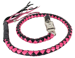 Get Back Whip in Pink and Black Leather - Motorcycle Accessories - GBW5-11-DL