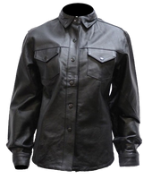 Leather Shirt - Women's - Black - Snap Closure - LJ276-BLK-09-DL