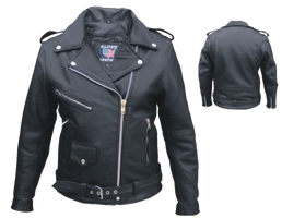 Leather Motorcycle Jacket - Women's - Full Cut -  Naked Leather - AL2146-AL