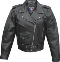Leather Motorcycle Jacket - Women's - Split Cowhide - AL2101-AL