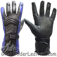 Ladies Leather Gauntlet Gloves in Red White or Blue - SKU GLZ60-DL