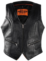 Leather Motorcycle Vest - Women's - Naked - Zippers - LV8507-11-DL