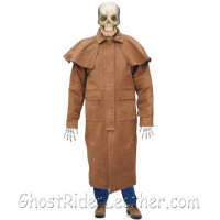 Leather Duster Coat - Men's - Brown Buffalo - Western Cowboy - AL2602-AL