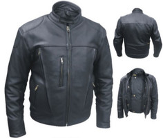 Biker Leather Jacket - Men's - Vents - Euro Racer - AL2044-AL