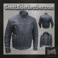 Biker Leather Jacket - Men's - Vents - Euro Racer - AL2044-AL