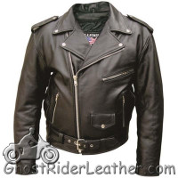 Leather Motorcycle Jacket - Men's - Up To Size 66 - Biker - AL2001-AL
