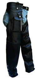 Motorcycle Leather Chaps With Cargo Pocket - SKU AL2408-AL
