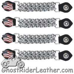 Set of Four USA Flag Vest Extenders with Chrome Chain - AC1058-DL