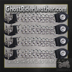 Set of Four Wolf Head Vest Extenders with Chrome Chain - AC1067-DL