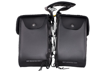 Slanted PVC Motorcycle Saddlebags with Studs - Motorcycle Luggage - SKU SD4054PV-DL