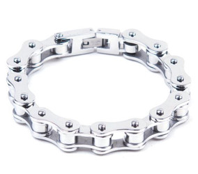 Stainless Steel Single Link Motorcycle Chain Bracelet - Biker Jewelry - BR12-DL