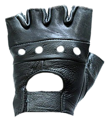 Two Pair of Fingerless Leather Motorcycle Gloves - SKU GL2008-2PAIR-DL