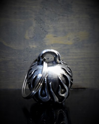 Flame Skull - Pewter - Motorcycle Ride Bell - Made In USA - SKU BB53-DS