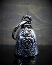 Mandala Skull Rose Diamond - Pewter - Motorcycle Gremlin Bell - Made In USA - SKU BB99-DS
