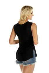 Women's Sleeveless Tank Shirt - Rock Star Gothic Graphic - Sleeveless - 7570BLK-DS