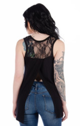 Women's V-Neck Calavera Lace Shirt - Skull - Daring Lace Back - 7551-DS