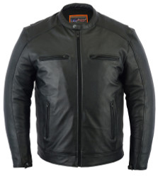 Men's Leather Cruiser Jacket - Concealed Carry Gun Pockets - DS735-DS. Up To Size 6XL