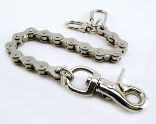 8" - Key Leash Chain - Nickle Plated Steel - Bike Chain - NC320-8-DS