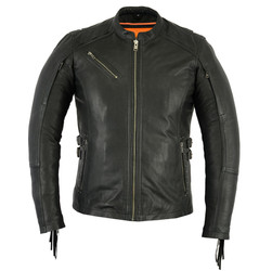 Daniel Smart Womens Updated Stylish Leather Motorcycle Jacket - Fringe and Rivets Design - DS880-DS