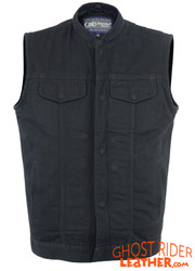Denim Motorcycle Vest - Hoodie - Upgraded Gun Pockets - Up To 8XL - DM982-DS
