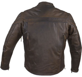 Leather Motorcycle Jacket - Men's - Concealed Carry Pockets - Brown - MJ796-BRN-11DL