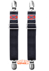 Pair of Biker Boot Clips - Rebel Flag - Confederate - Motorcycle - PK8-DL