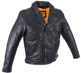 Leather Motorcycle Jacket - Men's - Racer - Gun Pockets - MJ800-DL